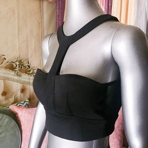 Black Halter Crop Top Foreign Exchange